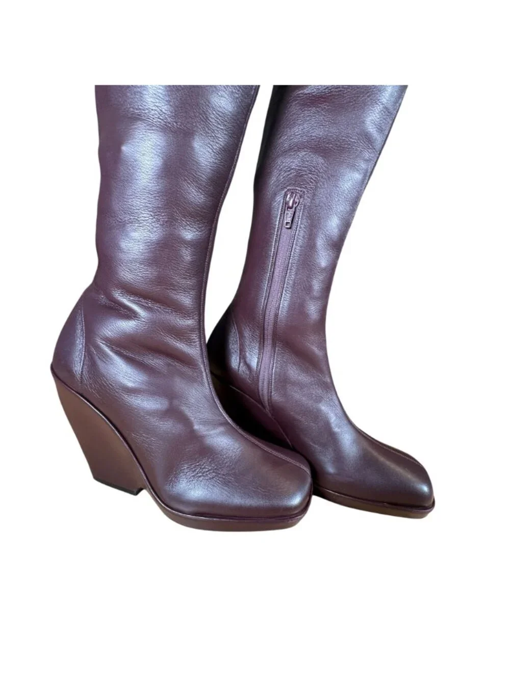 Khaite Morgan Over The Knee Boots Deep Wine Maroon Red Size 41